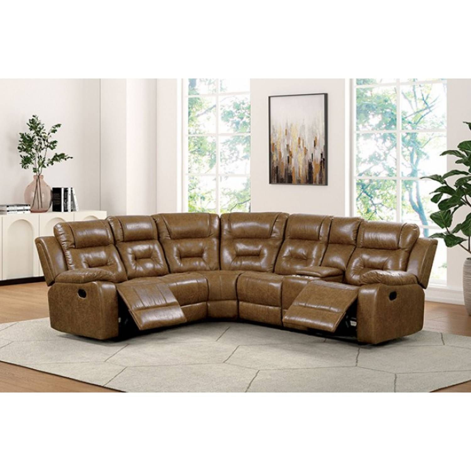 SECTIONAL BROWN LEATHER RECLINER