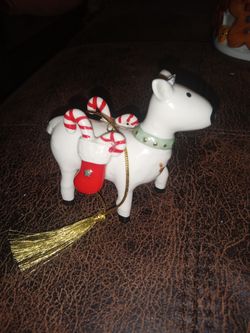 Vintage Lenox fine porcelain "Festive Friends Reindeer" Christmas Tree Ornament