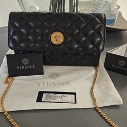 Versace Nappa Quilted Medusa chain crossbody bag