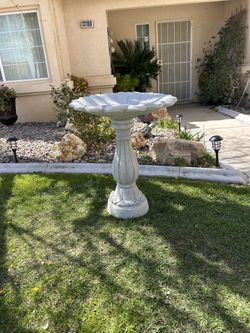 New birdbath made out of cement