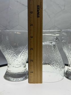 Set of (3) Beautiful vintage Swedish Kosta Boda glasses from the Party series designed by Göran Wärff. The glasses are characterized by a textured, or