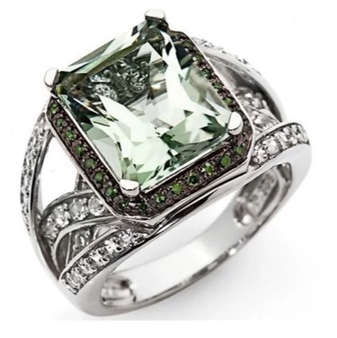 Victoria Wieck Prasiolite & Green Diamond Ring