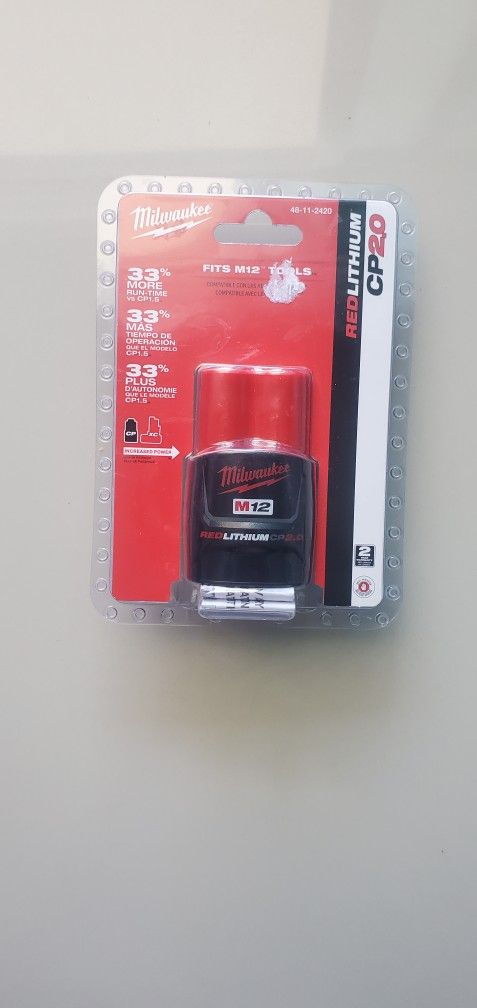 Milwaukee
M12 12-Volt Lithium-Ion 2.0 Ah Compact Battery.