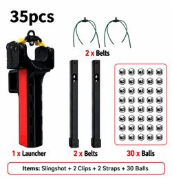35-Piece Auto-Loading Slingshot Set – Rapid Fire + 30 Steel Balls