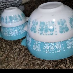 Vintage Pyrex Cinderella Amish Butter Print Mixing Bowls 