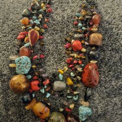Chunky Multi Strand, Multi Variety Of Semiprecious Stones, All Sizes. Unique Piece!