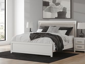 Birmonton White King Upholstered Panel Bed (Online Special Price)