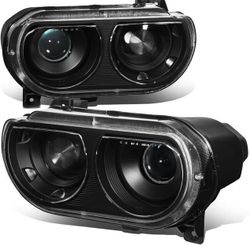 08-14 Dodge Challenger Black Housing Headlights Luces negras 