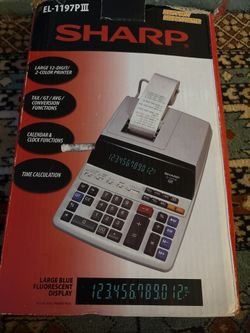Sharp EL-1197PIII Heavy Duty Color Printing Calculator with Clock and Calendar