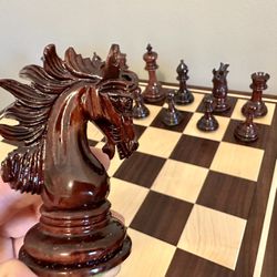Marengo Staunton Chess Set in Padauk & Boxwood with Padauk and Maple Mission Craft Chess Board 
