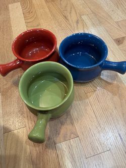 3 single handle ceramic bowls