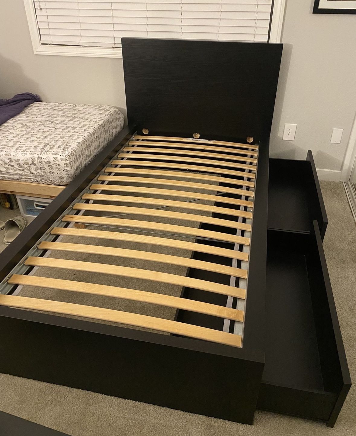 IKEA Malm Twin Bed Frame With Storage Drawers 