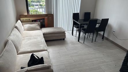Dining table and sofa