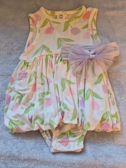 Little Me, Baby Girl, Tulip Print Romper Dress, 6 Mo