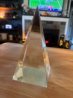 Heavy Clear Glass Prism Sculpture