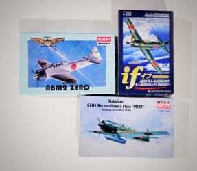 Lot of 3 WWII Japanese Aircraft Model Kits – 1/144 Scale