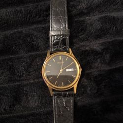 Pulsar Watch with Black Leather Strap