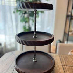 3-tiered wooden serving Stand Great For Parties , Special Event Etc Easy To Storage 
