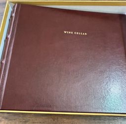 Restoration Hardware brand burgundy color real leather wine cellar book