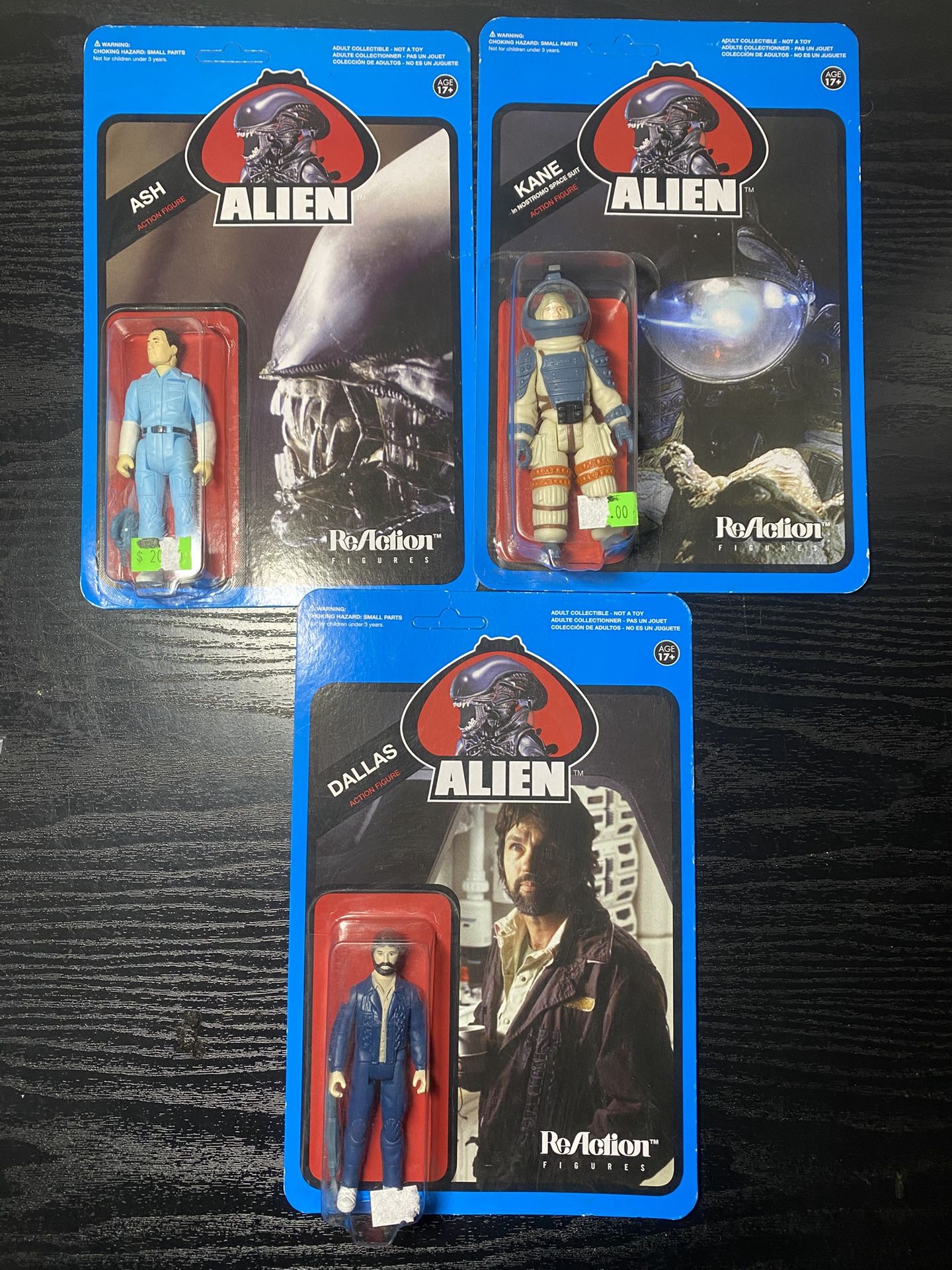 ALIEN BLUE CARD SET OF 3 Super7 ReAction 3.75" Figures 2020