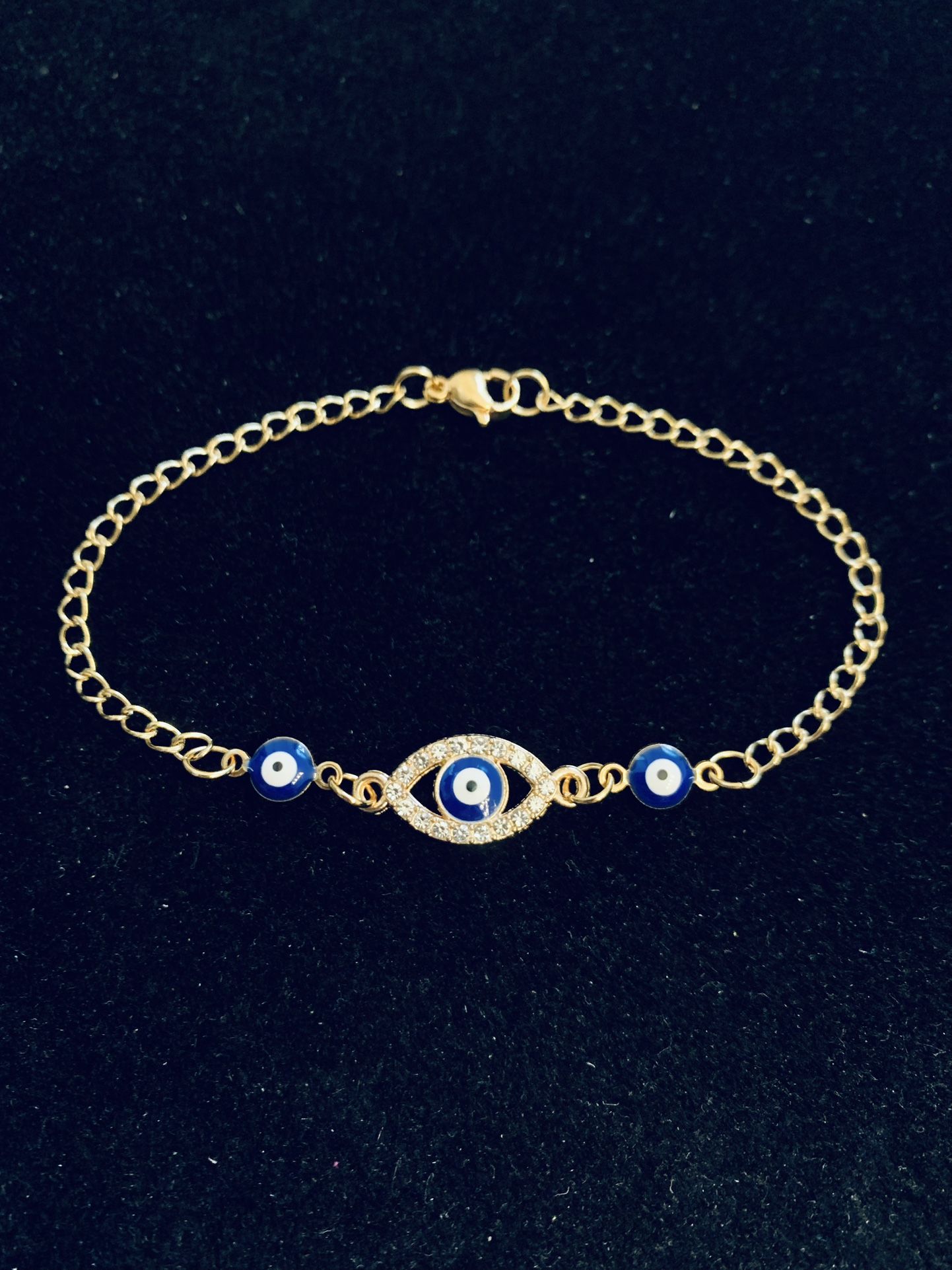 Rhinestone Evil eye Gold Bracelet or anklet