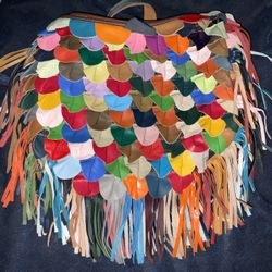 Medium+ Size Fringed Multicolor Bag