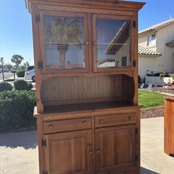 Pine Wood Hutch China Cabinet ( 48”wide*18”deep*80”tall) - it’s two piece 