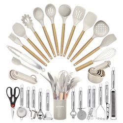 33 PCs Beige Kitchen Utensils Set