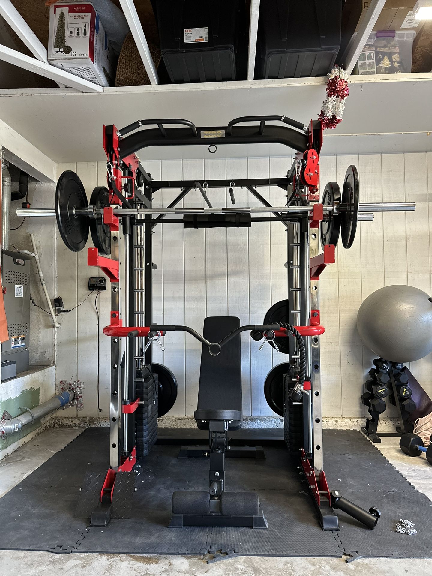 Smith Machine 200 Adjustable Bench 245lb Cast Iron Olympic Weights
