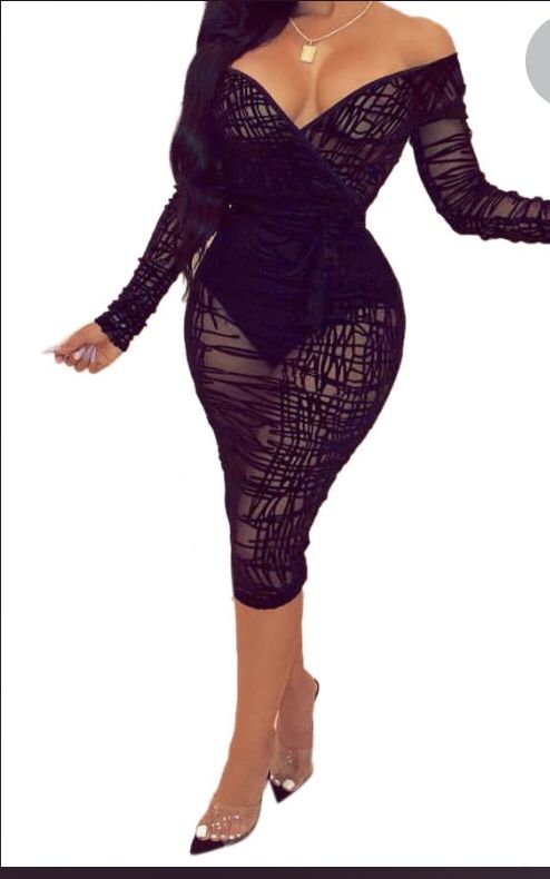 Streaked lace perspective bag hip dress