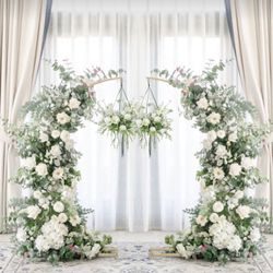 NEW Gold metal crescent moon arch backdrop - set of 2