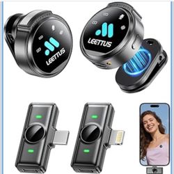 Mini Microphone for iPhone 17/16/15-7/Android/Tablet,Lavalier Wireless Microphones with Dual Receivers, DSP Noise Cancellation,Magnetic Clip,18H, Idea