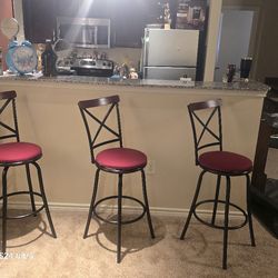 Fully Refinished Bar Stools Set Of 3