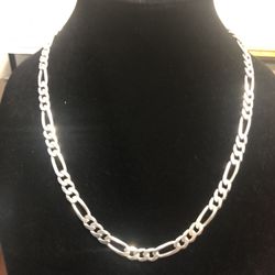 22” 7MM Sterling Silver Mens Figaro Chain