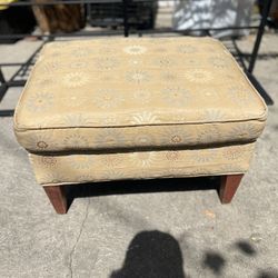 Vintage Floral Yellow Stool Ottoman Footrest Bench