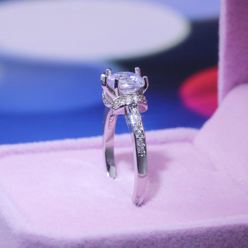 "Sweet Heart Crystal Clear CZ Anillo Trendy Silver Ring for Women, VIP447