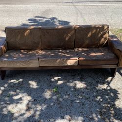 Mid-Century Modern leather couch