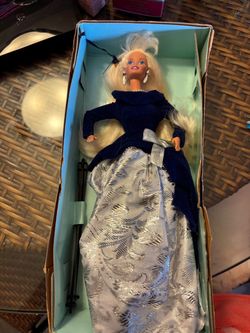 Barbie Doll in Navy Velvet Gown. Limited edition winter gown