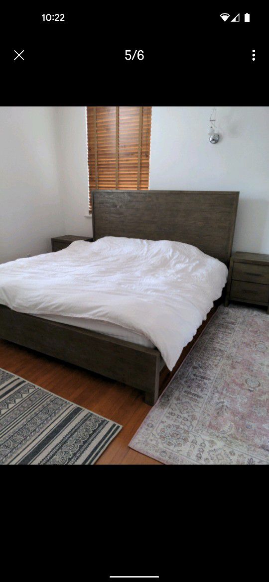 Solid Wood Platform King Size Bed Frame 