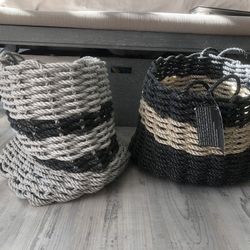 2 Woven Rope Storage Basket Containers