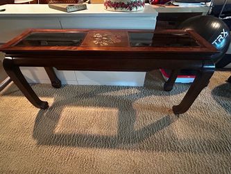 Asian Style Wood Coffee Table with Inlay