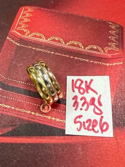 18K Solid Gold Ring For Wedding 3.3Gr Size 6