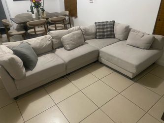 Light Grey Fabric Sectional Sofa with Chaise