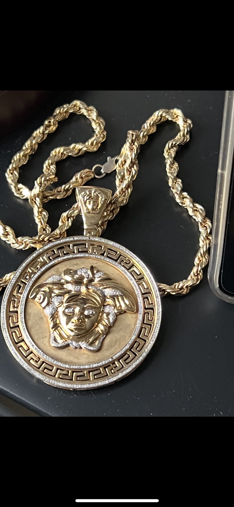 Gold Rope Chain Versace Charm & More!!