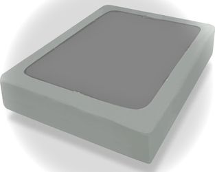 Queen size mattress, bed base, bed frame, and base with wheels attachments