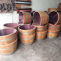 Half Wine Barrel Planters 