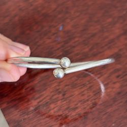 sterling torque bracelet cuff with ball ends