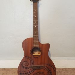 Luna Gypsy Tattoo Mahogany Acoustic-Electric Grand Concert Guitar Satin Natural