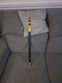 Decorative Medieval Sword with Gold Accents