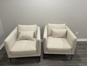 Ivory modern upholstered accent chairs